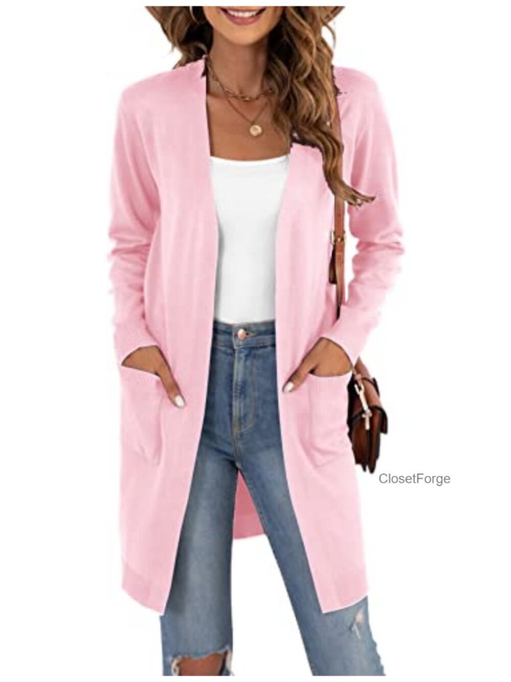 Open Front Long Sleeve Knit Cardigan Sweater Soft Rayon Blend